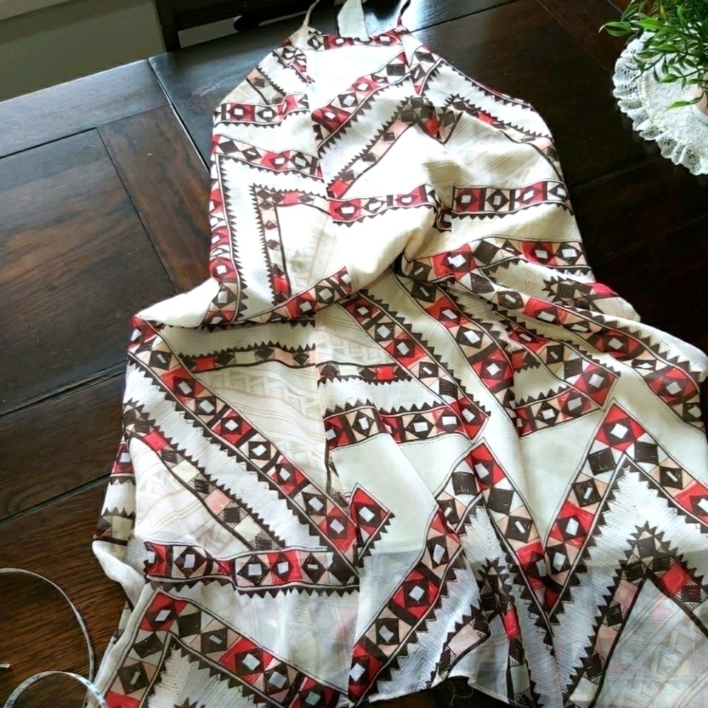 Geometric Tribal Halter Flowy Dress - Chic/B2A